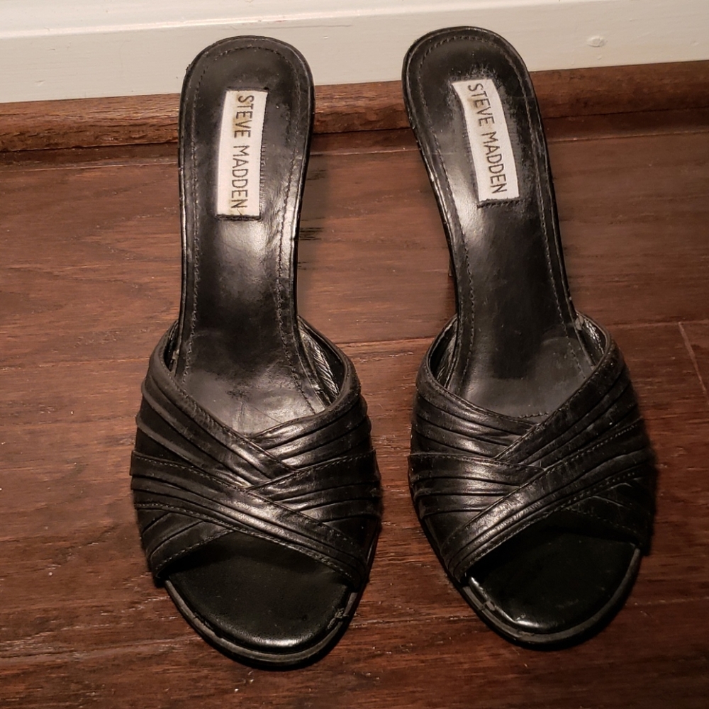 Black Steve Madden open toe heels